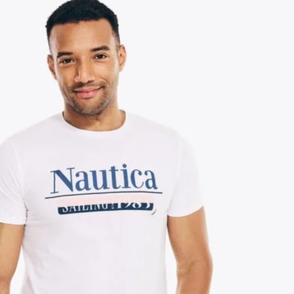 New NAUTICA Men's Classic-Fit Crew Neck Sailing Logo Graphic T-shirt white XXL - Picture 4 of 5